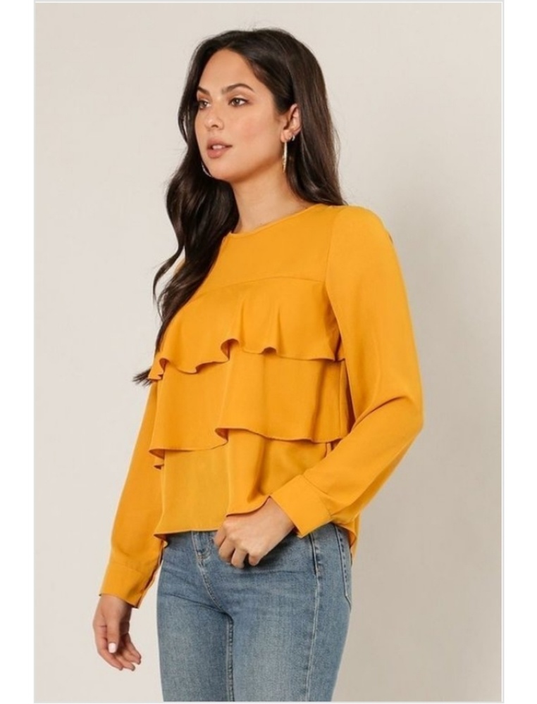Mustard Ruffled Top
